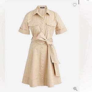 J. Crew Beige Button-Front A Line Belted Dress 10